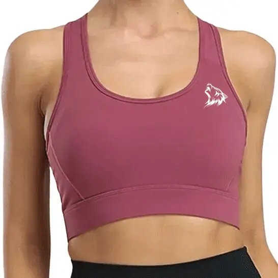 A close up of a person wearing a sports bra